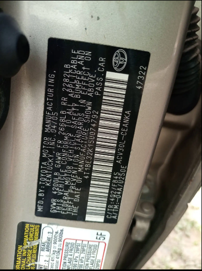 Toyota Camry 2005 Foreign Used